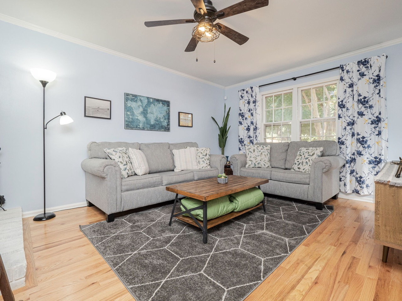 The Cary House living room with natural light